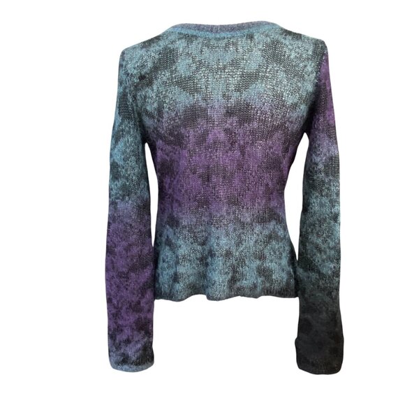 Theyskens Theory Mohair Blend Sweater Womens Sz L Jewel Purple Blue Fuzzy Ombre - Picture 6 of 11